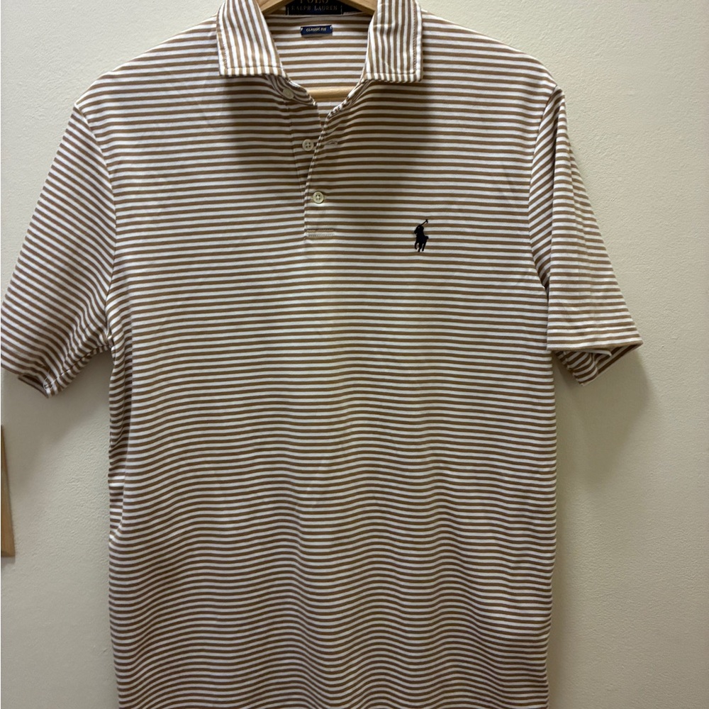 Ralph Lauren Men's Polo Shirt - Beige Stripes